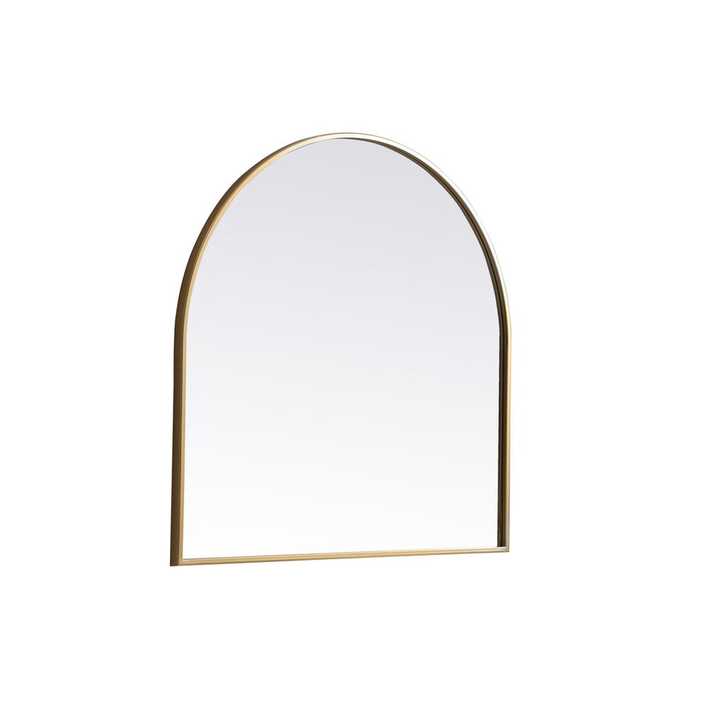 Left. Elegant Decor - Metal Frame Arch Mirror 30x30 Inch in Brass - Brass.