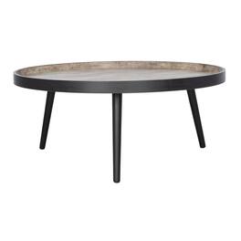 Safavieh - Fritz Round Tray Top Coffee Table, Light Grey/Black - Gray