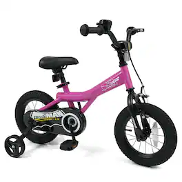 Costway - Kids Bike, 12 Inch Bicycle for Children with Removable Training Wheels, Dual Brakes - Pink