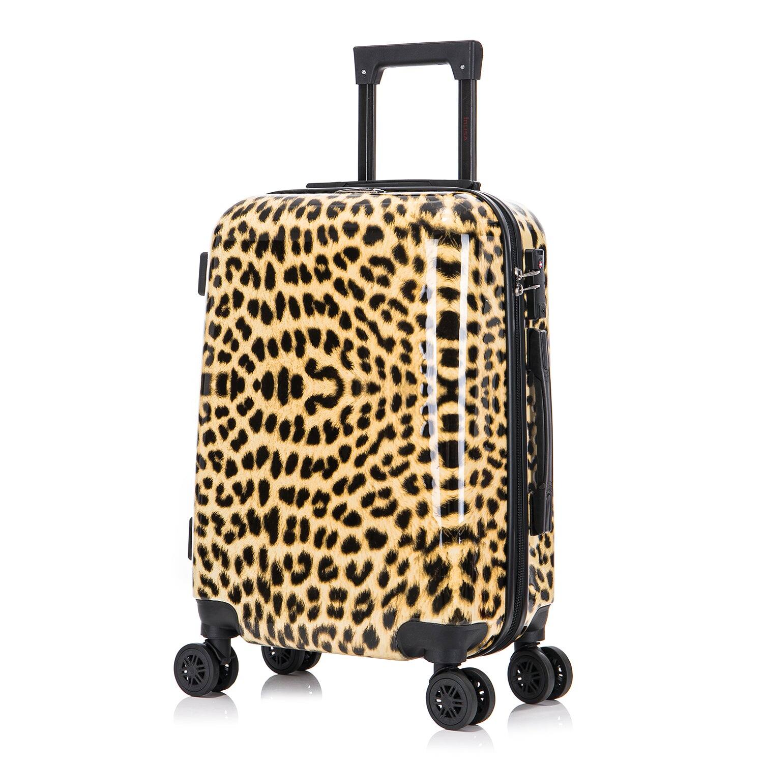 Angle. InUSA - Cheetah Prints lightweight hardside Spinner Luggage 20" carry-on - CHEETAH.