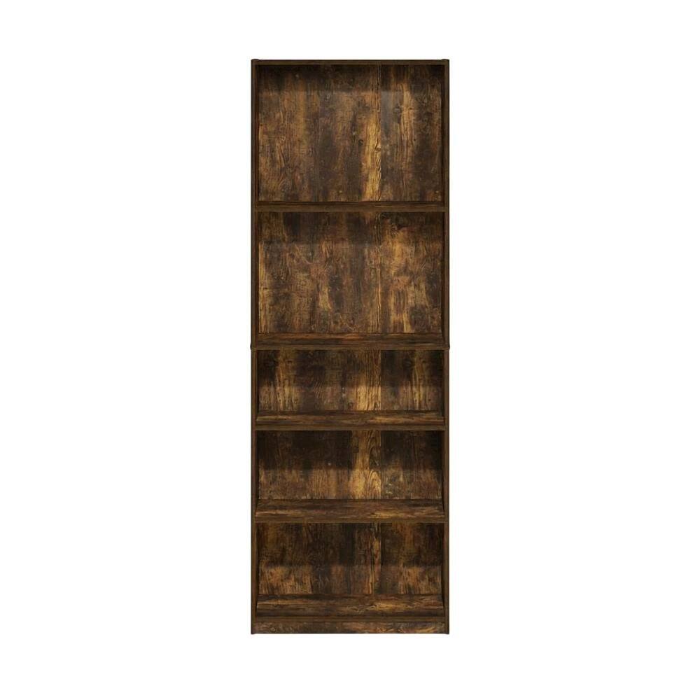 Back. FurniFact - Amber Pine 5-Shelf Bookcase with Sturdy Wood Construction - Amber Pine.