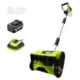 SnapFresh - 20V 12" Cordless Brushless Snow Shovel, 300 lbs/Min Snow Removal, 3-Speed Adjustable with 4.0Ah Battery & Fast - Green