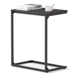 Songmics Home - C Shape End Table, Small Coffee Table for Couch Or Sofa, Industrial Side Table in Living Room, Bedroom - Ebony Black