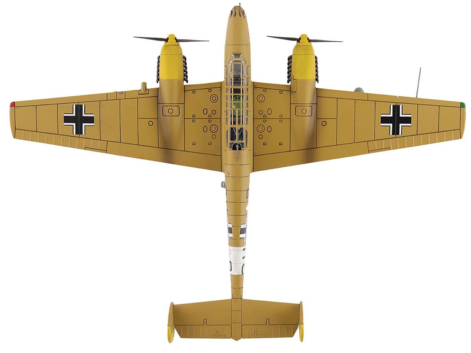 Alt View 2. Hobby Master - Messerschmitt BF 110E-2 Trop Fighter Aircraft "3U+AR, 7./ZG26, Italy" (1941) German Luftwaffe 1/72 Model by Hobby Master.