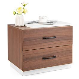 Gymax - Nightstand Bedside Side End Table w/ 2 Drawers for Bedroom Living Room - Walnut,White