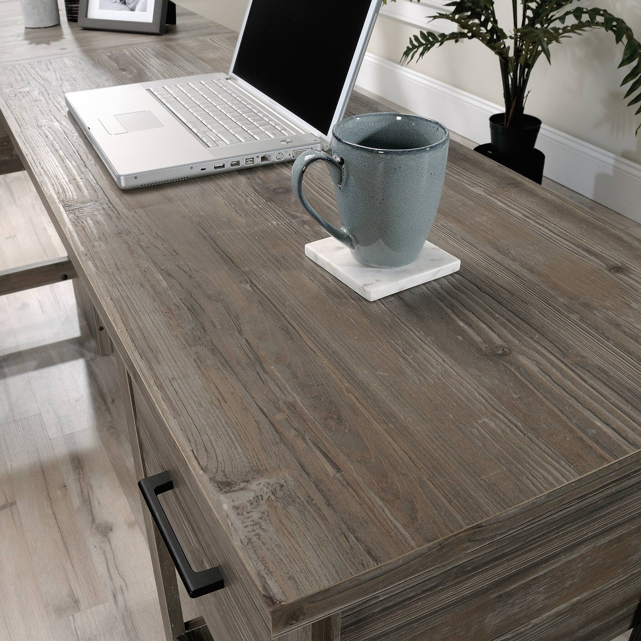 Alt View 4. Spaco - 59x66" L-Shaped Corner Desk, File Drawer, Compact Lightweight - Brown.