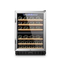 Lanbo - 44 Bottle Compressor Dual Zone Wine Refrigerator with Stainless Steel Door - Black - Front_Zoom