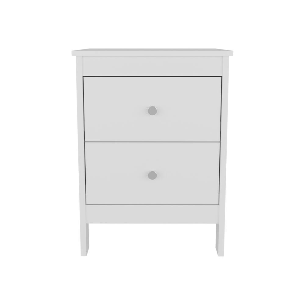 Angle. Tiramisubest - White Nightstand with Smooth-Glide Drawers for Bedroom or Office - White.