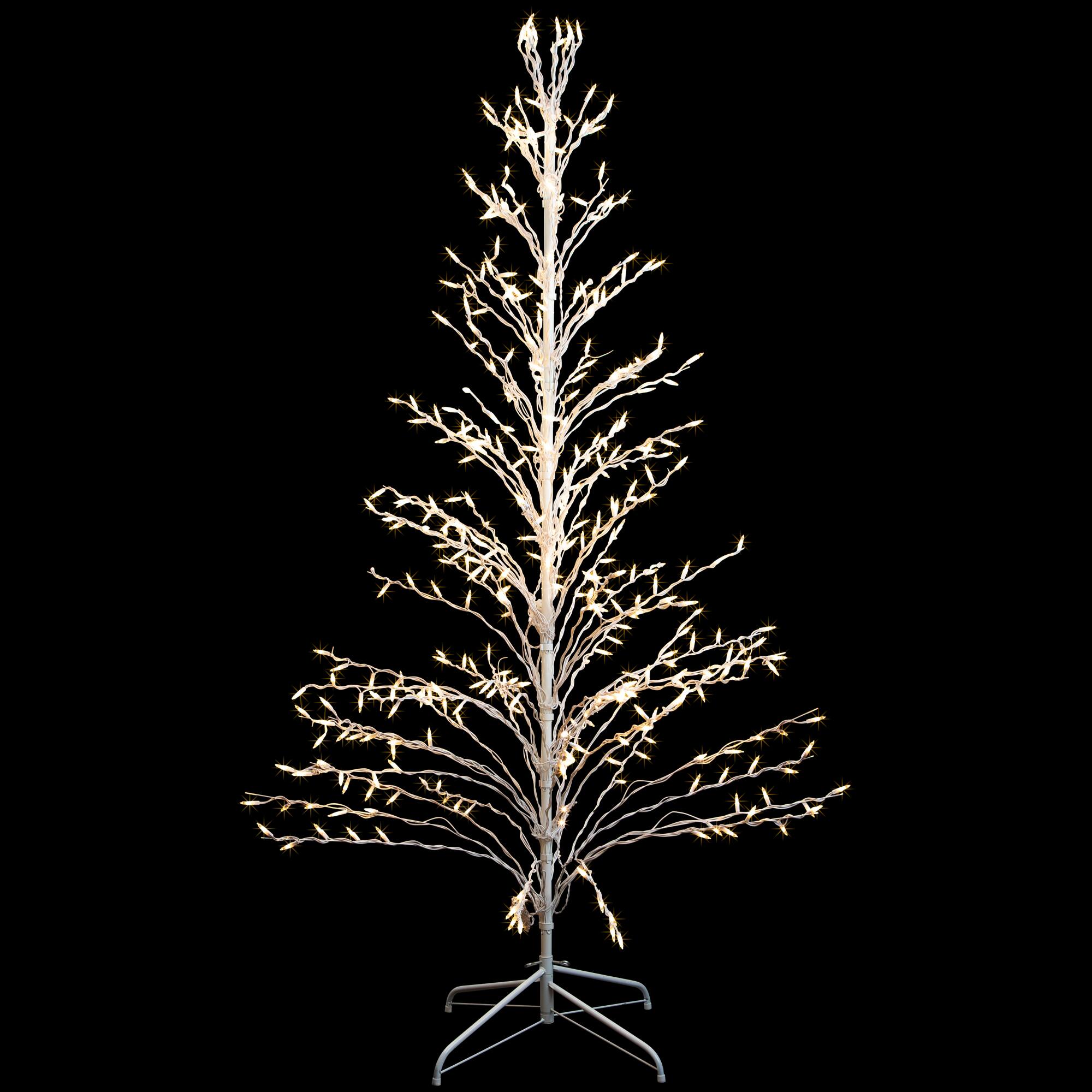 Front. Northlight - Lighted Cascade Twig Outdoor Christmas Tree - 6' - White - Clear Lights - White.
