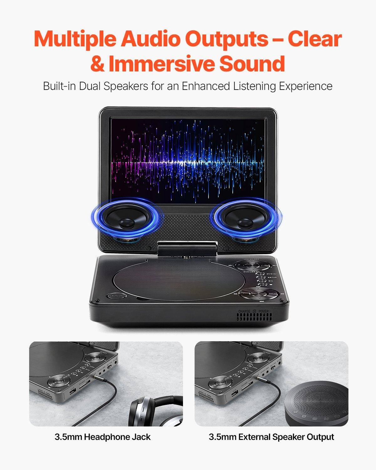 Multiple Audio Outputs – Clear & Immersive Sound  
Built-in Dual Speakers for an Enhanced Listening Experience  

3.5mm Headphone Jack  
3.5mm External Speaker Output