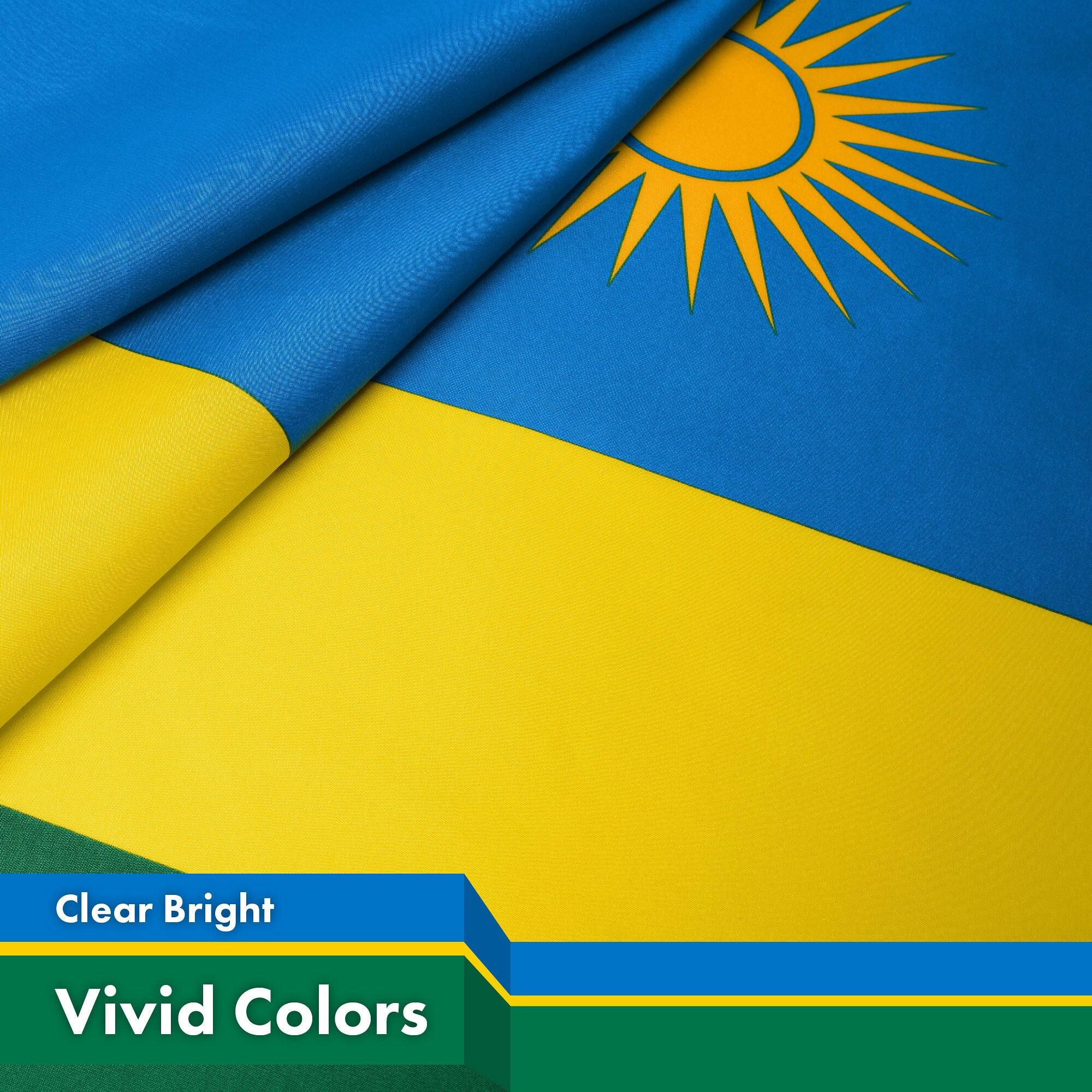 G128 Rwanda 3x5 ft Flag — 150D Polyester, Indoor/Outdoor with Brass ...