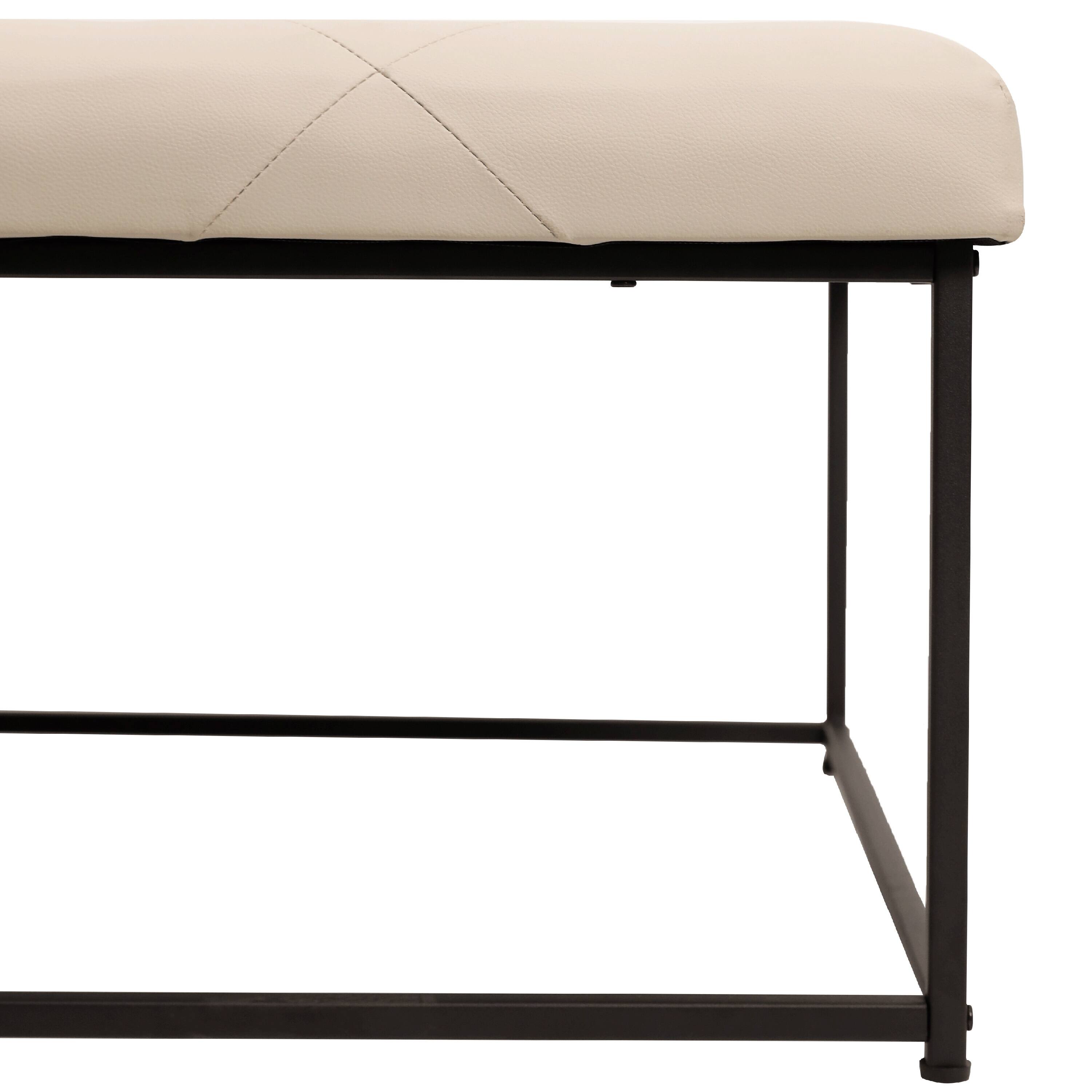 Alt View 7. Emma + Oliver - Aranda 30 in. Faux Leather Square Ottoman with Tufted Design and Sturdy Iron Frame - Beige.