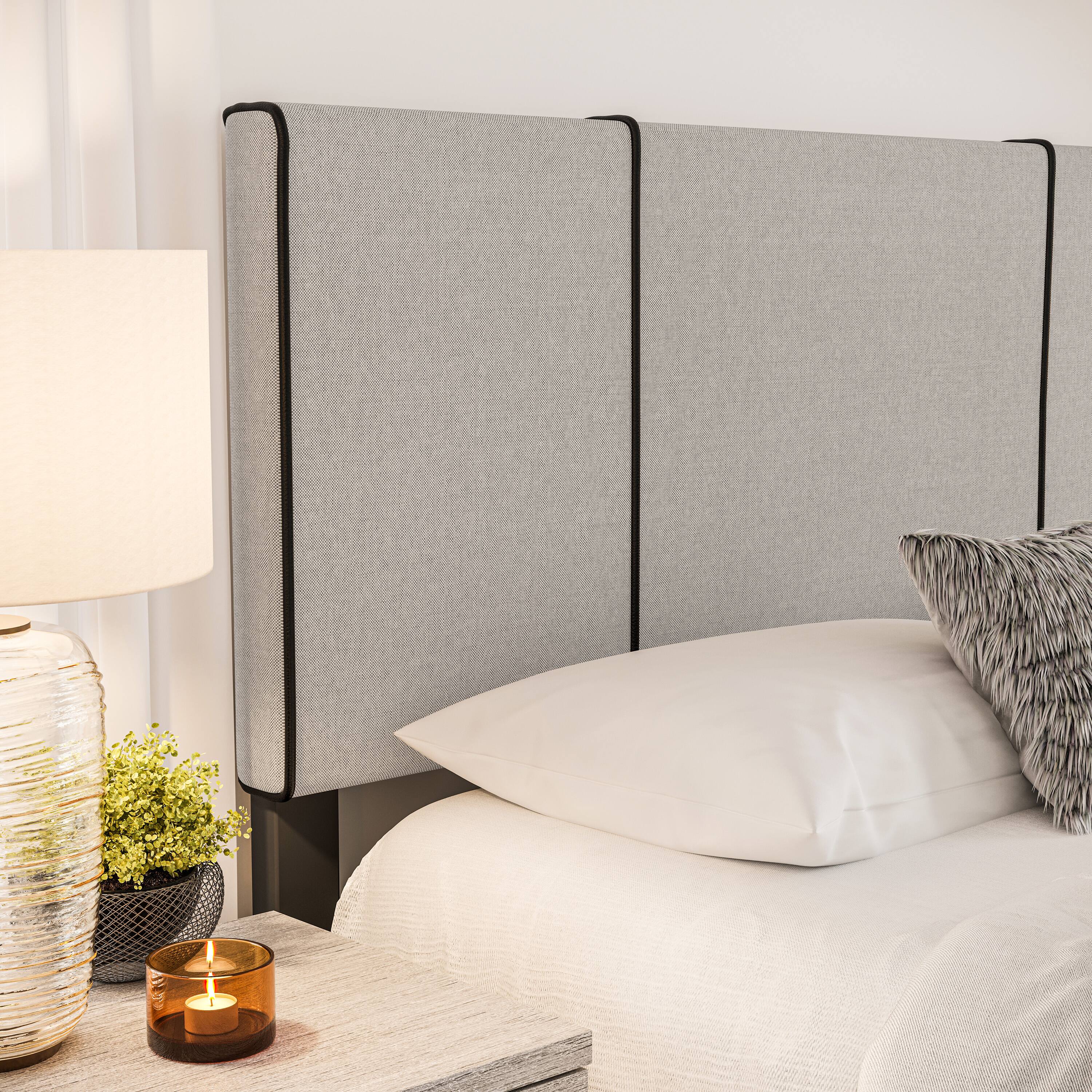 Alt View 9. Boyd Sleep - Lucena Upholstered Bed Frame, 4 Slat Wood Support System, Box Spring Required, Twin - White.