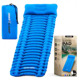 SereneLife - Sleeping Pad for Camping - Compact Sleeping Mat with Quick-Inflating, Lightweight - Blue