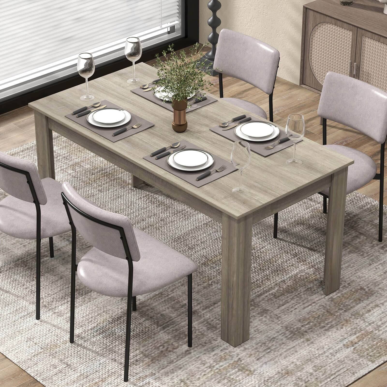Alt View 3. Costway - Costway 63" Dining Table Rectangular Modern Kitchen Table For 6 People Home Furniture - Wood grain.