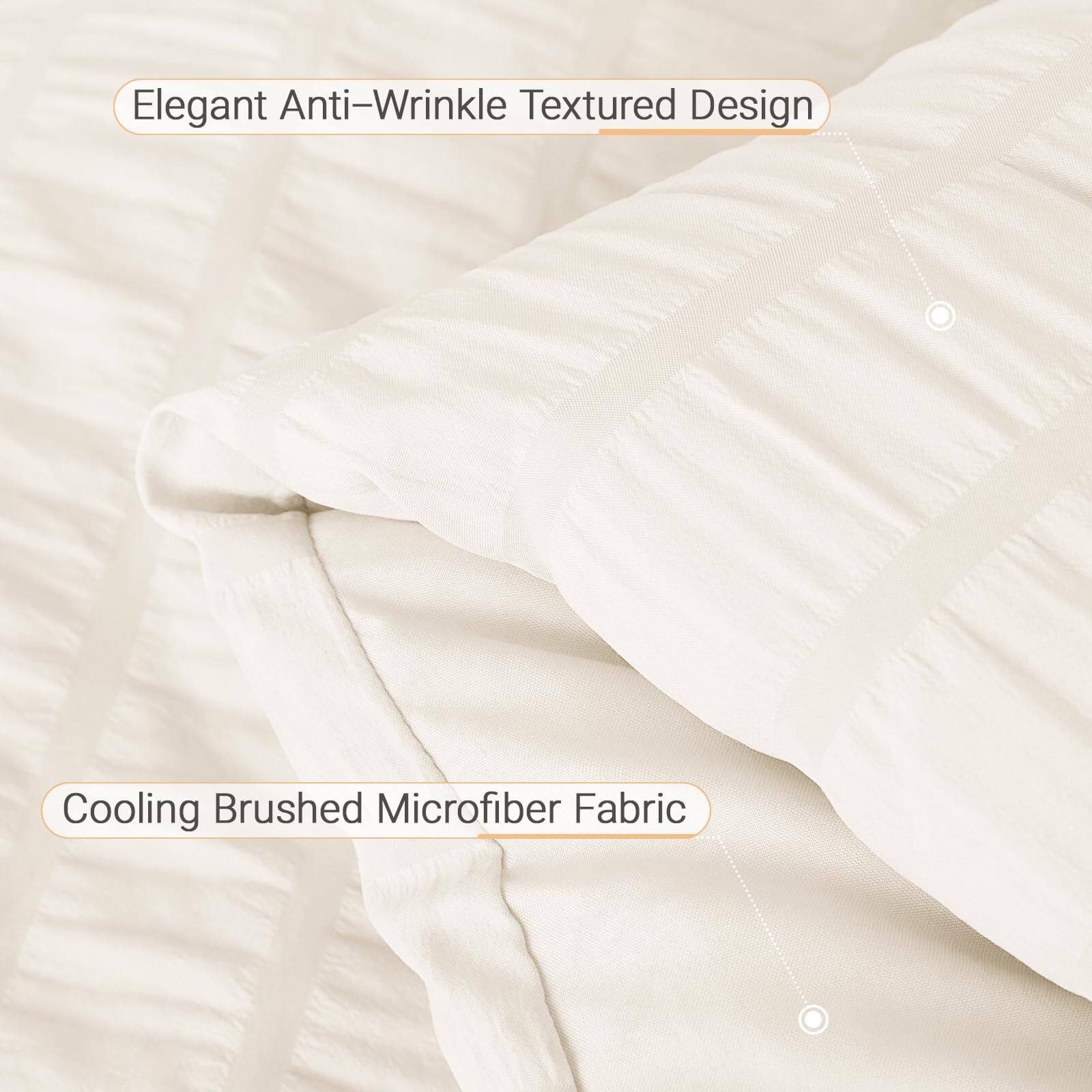Elegant Anti-Wrinkle Textured Design  
Cooling Brushed Microfiber Fabric