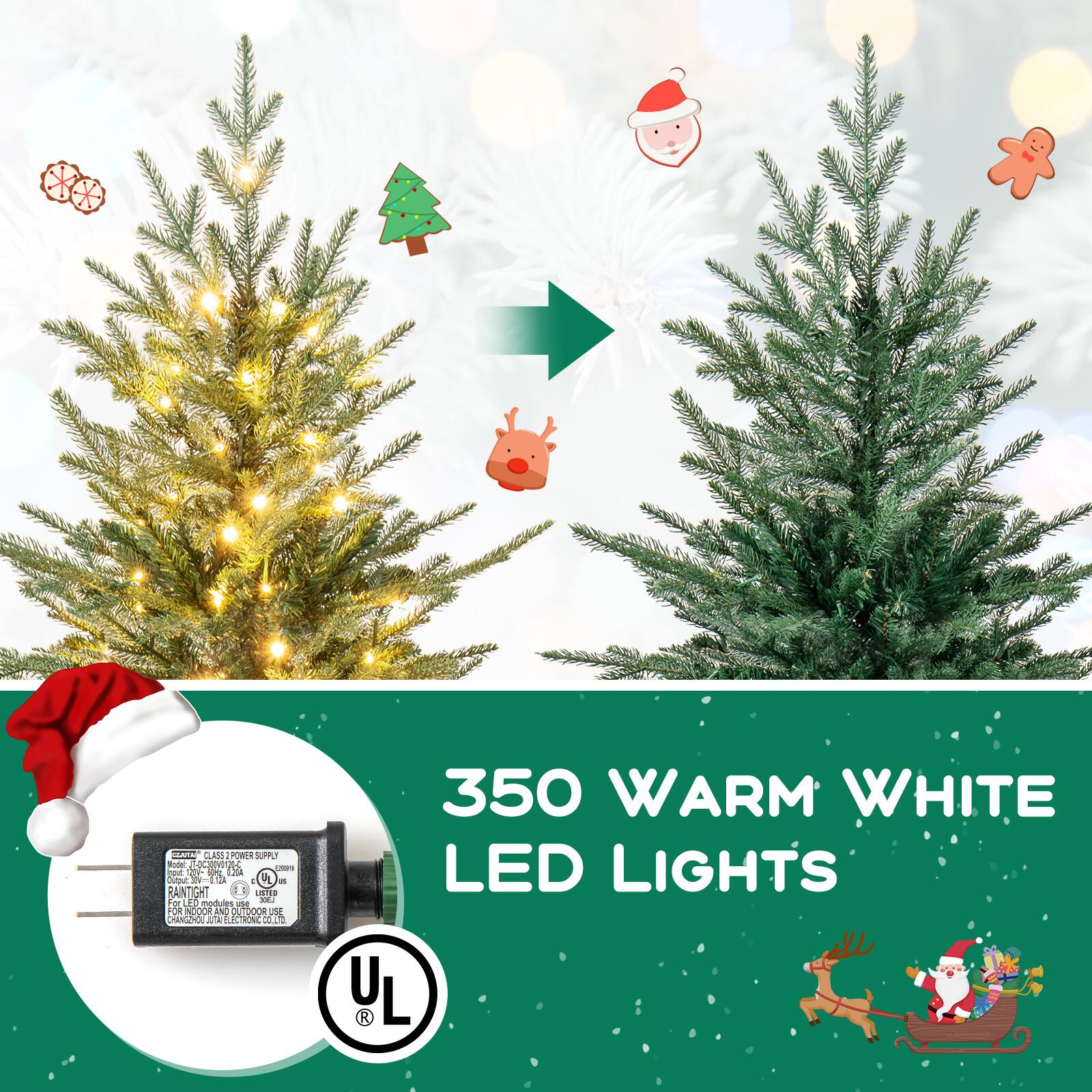 350 WARM WHITE LED LIGHTS

UL LISTED

CLASS 2 POWER SUPPLY

FOR INDOOR AND OUTDOOR USE

UL - ANIGHT 018 or ada 10 modules

UL - ANIGHT 018 or ada 10 modules