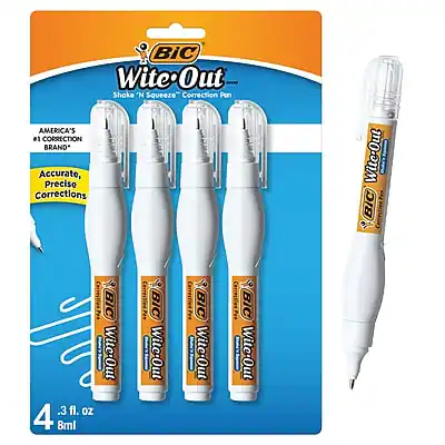 BIC Wite-Out Shake 'N Squeeze Correction Pen
AMERICA'S #1 CORRECTION BRAND*
Accurate, Precise Corrections
4 - 3 fl. oz (8ml)
BIC Wite-Out
