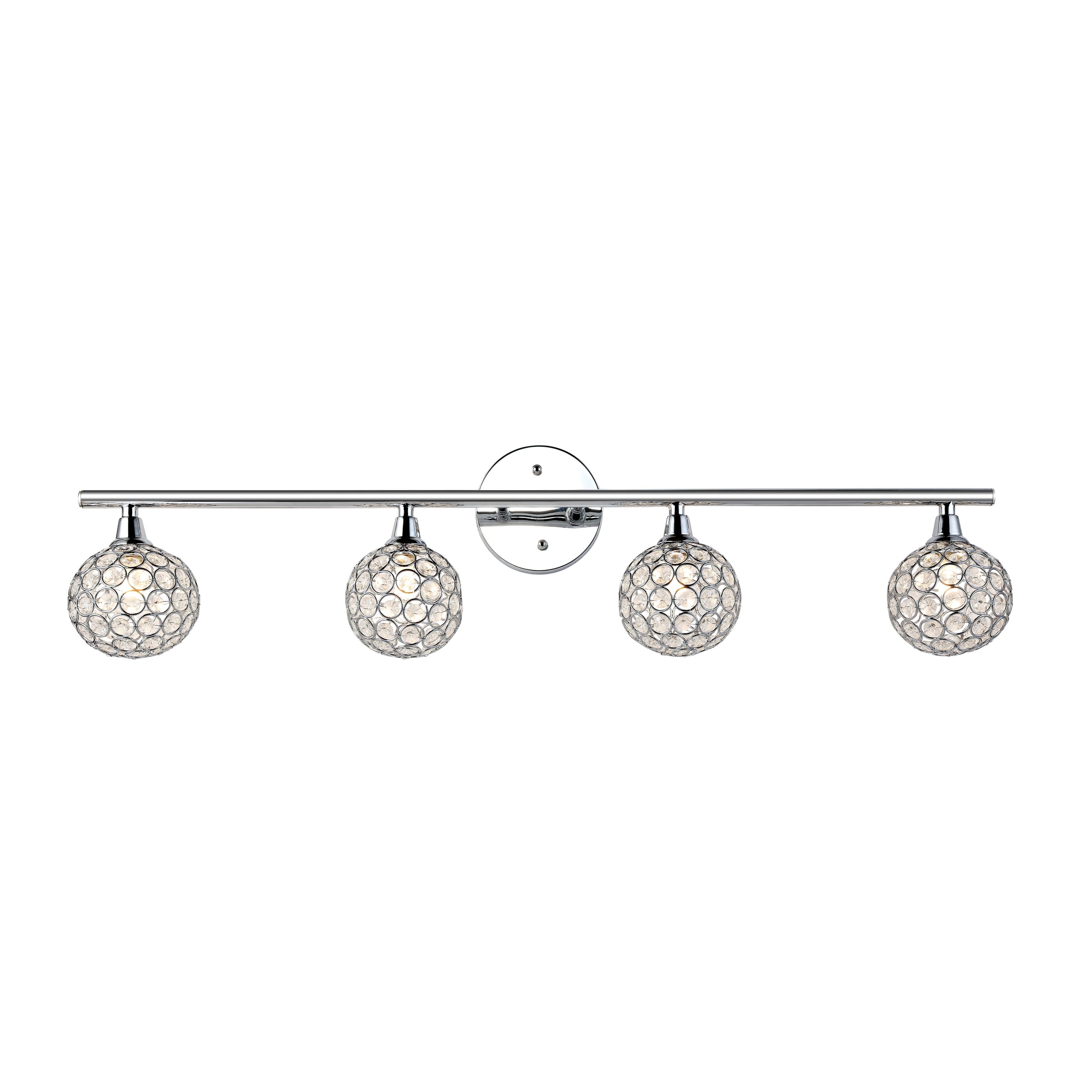 Jonathan Y - Maeve 32.5" 4-Light Iron/Glass Contemporary Glam LED Vanity Light - Chrome