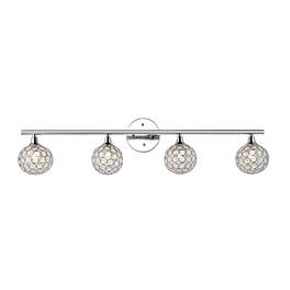 Jonathan Y - Maeve 32.5" 4-Light Iron/Glass Contemporary Glam LED Vanity Light - Chrome