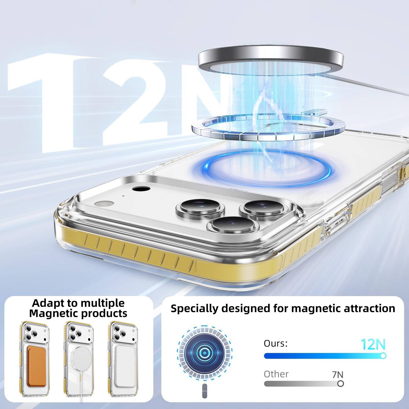 12N

Adapt to multiple Magnetic products

Specially designed for magnetic attraction

Ours: 12N

Other: 7N