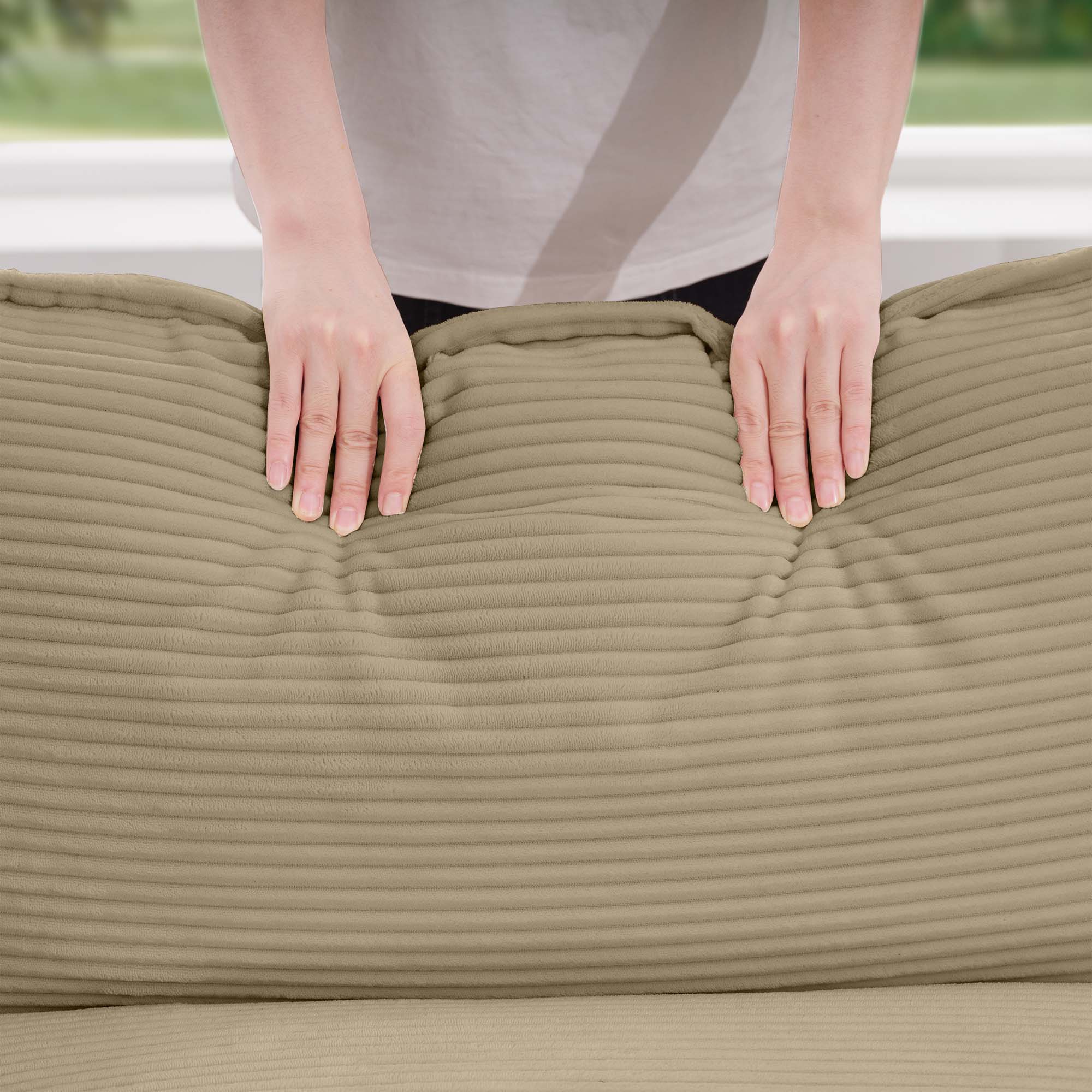 Alt View 10. LOVMOR - Corduroy Sofa Set L Shaped Modular Deep Seat Storage Ottoman Easy Assembly Memory Foam For Bedroom Soft Lounge - Tan.