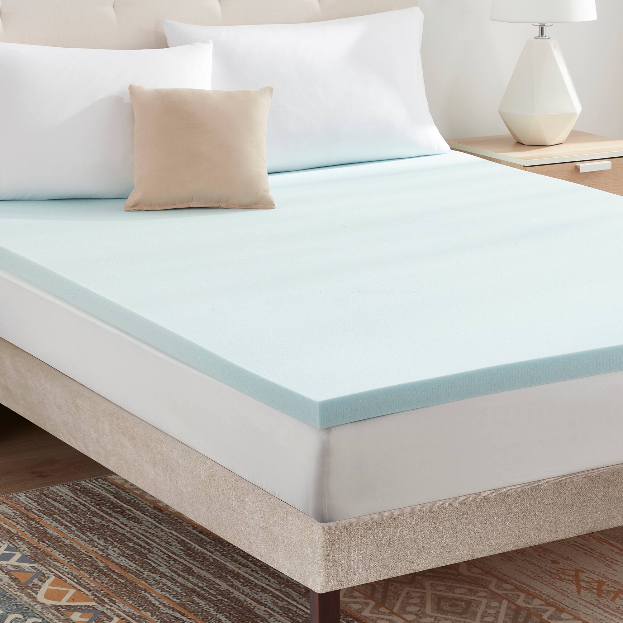 Front. Sweet Home Collection - Gel Memory Foam Mattress Topper CertiPUR-US Certified - Full - Blue.