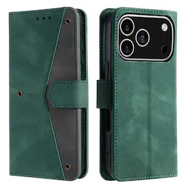 Dteck - Wallet Case for Apple iPhone 17 Pro,Vintage PU Leather Flip Card Holder Kickstand Magnetic Closure Phone Cover - Green