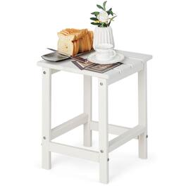 Costway - 14" Patio Adirondack Side End Table HDPE Square Weather Resistant Garden - White