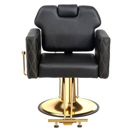 Winado - All Purpose Beauty Salon Reclining Chair with 330 lbs Weight Capacity, Footrest, 360° Swivel for Hair Cutting Shampoo - Gold & Black