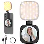 Front. Neewer - MagSafe Selfie Light for iPhone - CRI95+ Folding Ring Light with Mirror for Video & Makeup.