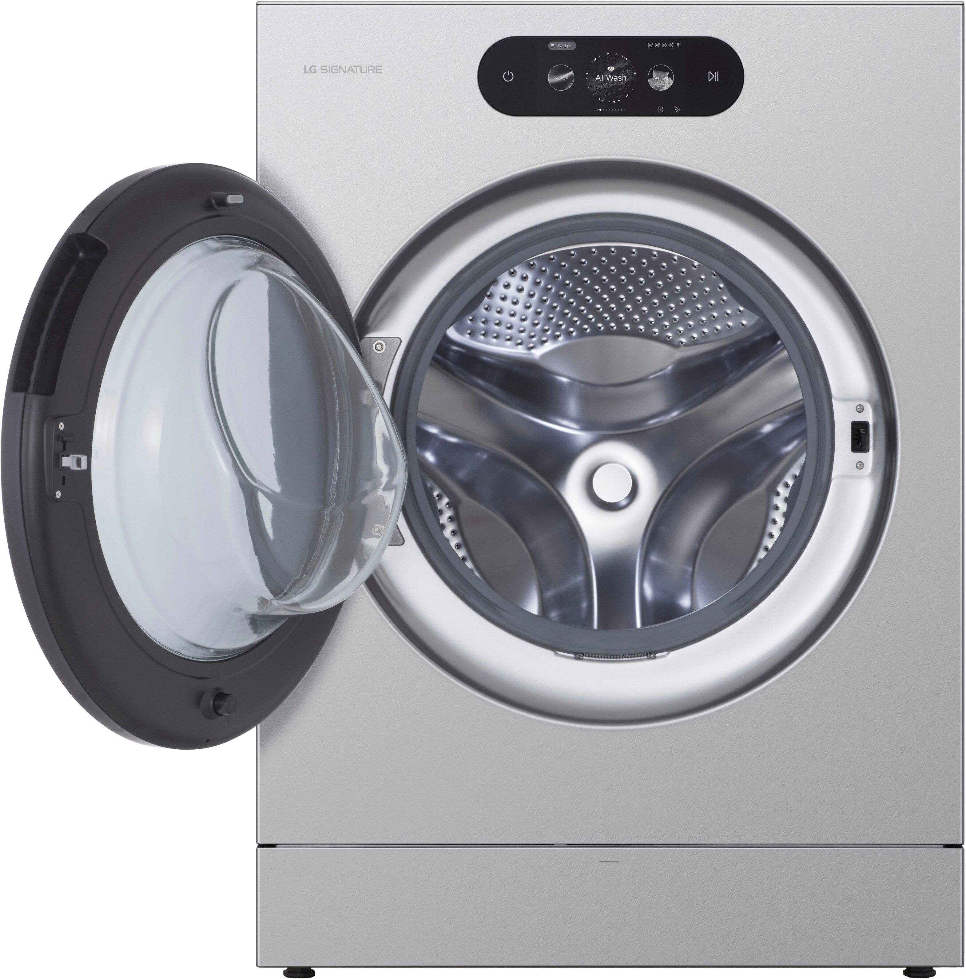The text on the image reads "LG SIGNATURE AI Wash I a."