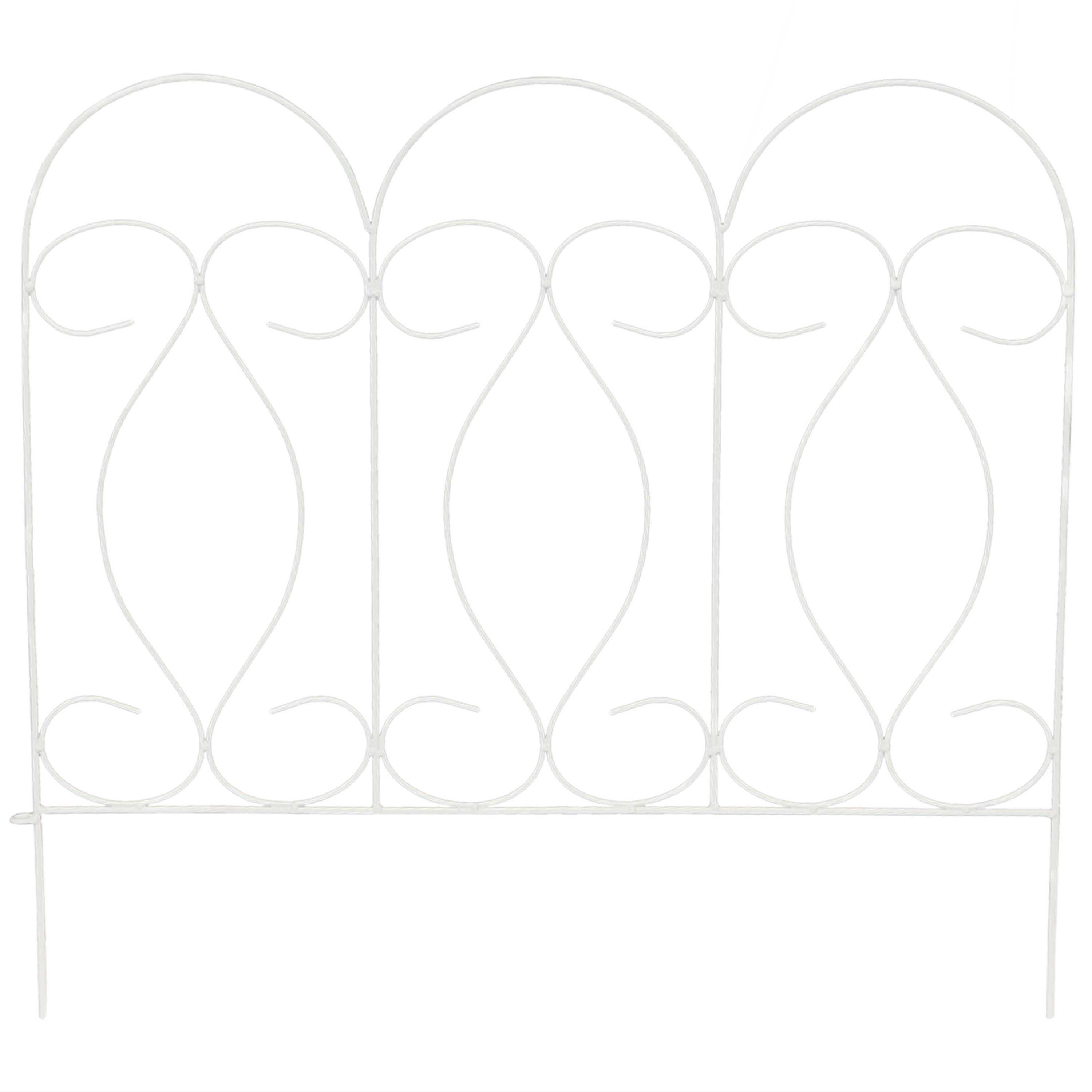 Alt View 7. Sunnydaze - 5-Piece Traditional Iron Garden Border Fencing - 10 ft - White.