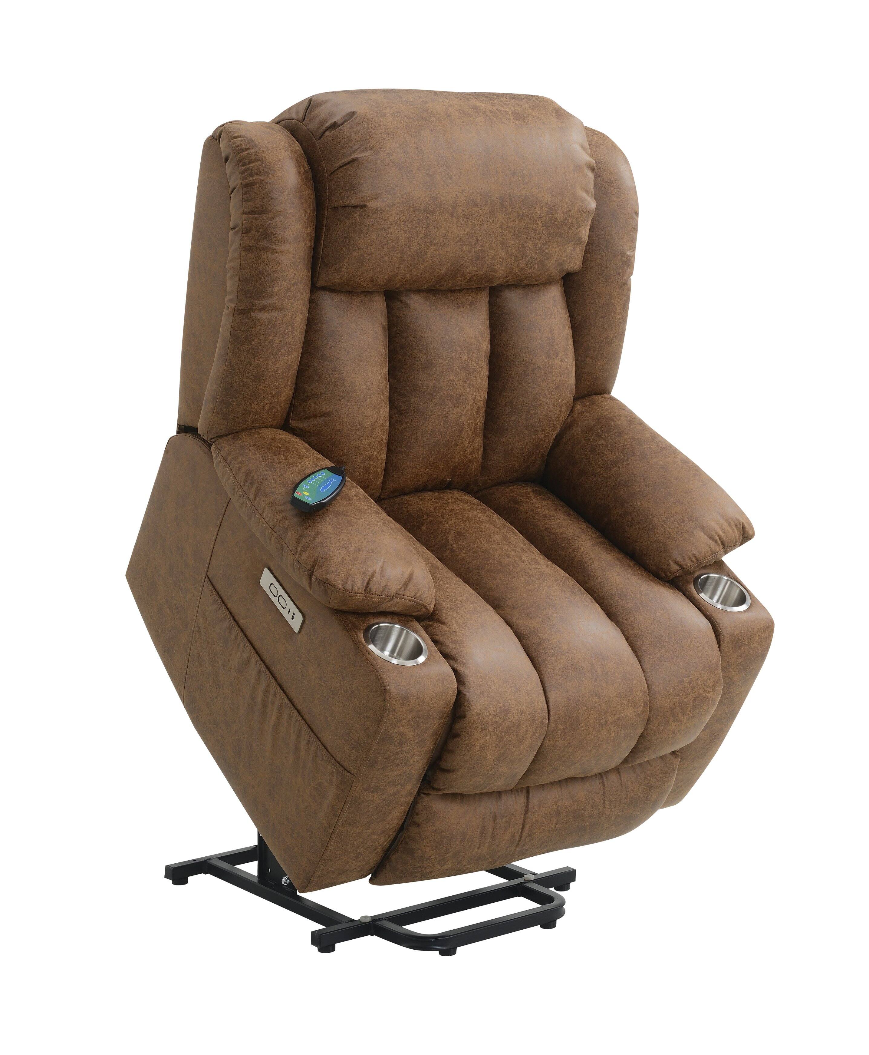 Alt View 1. TinyHomie - Brown Power Lift Recliner with Massage and Heating - Brown.