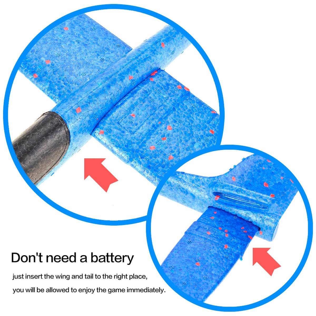 Don't need a battery

just insert the wing and tail to the right place, you will be allowed to enjoy the game immediately.