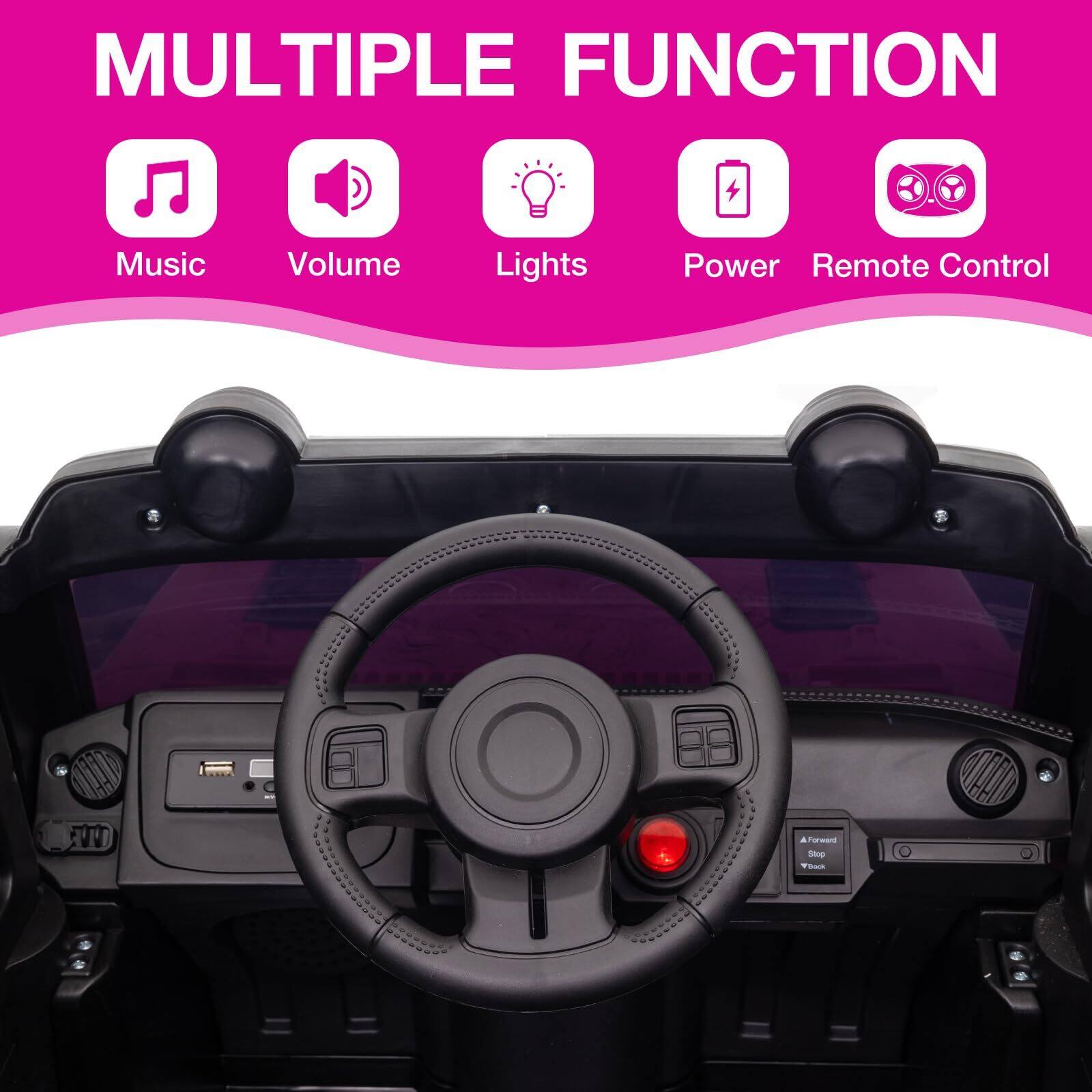 MULTIPLE FUNCTION

- Music
- Volume
- Lights
- Power
- Remote Control