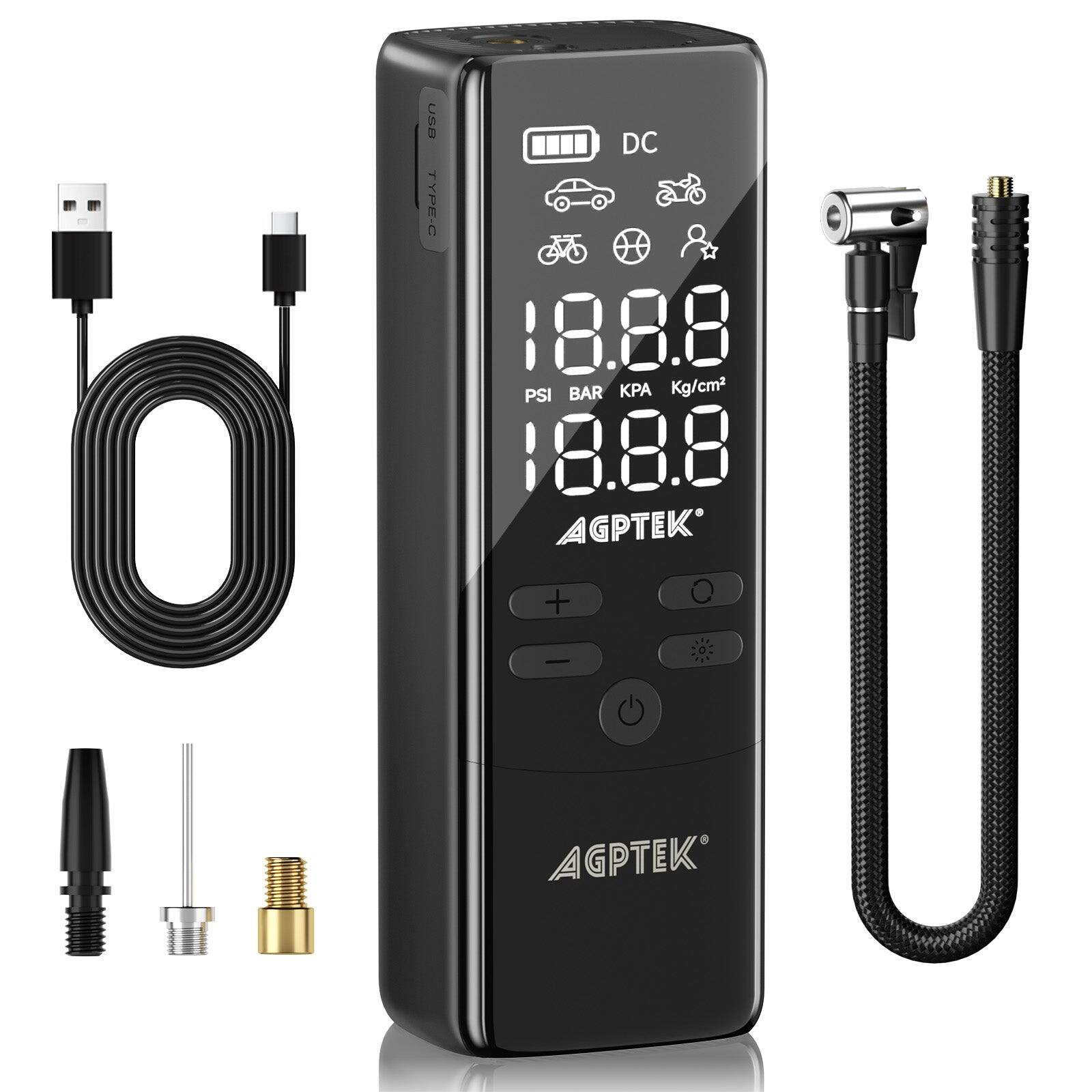 USB TYPE-C DC 18.8.8 PSI BAR Kg/cm2 18.8.8 AGPTEK + - AGPTEK