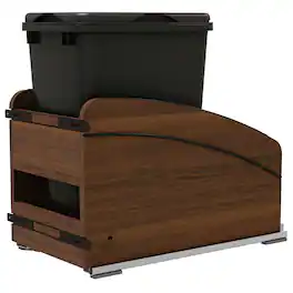 Rev-A-Shelf - Wood Pullout Waste Container, Soft-Close, 35 qt, Black - Walnut