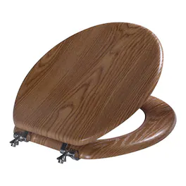 OAKBROOK - Collection Sheridan Round Oak Wood Toilet Seat - Brown