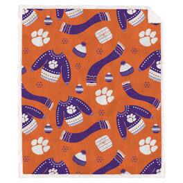 Pegasus - Clemson Tigers 60" x 70"-Ugly Sweater Flannel Fleece Sherpa Blanket - Multicolor