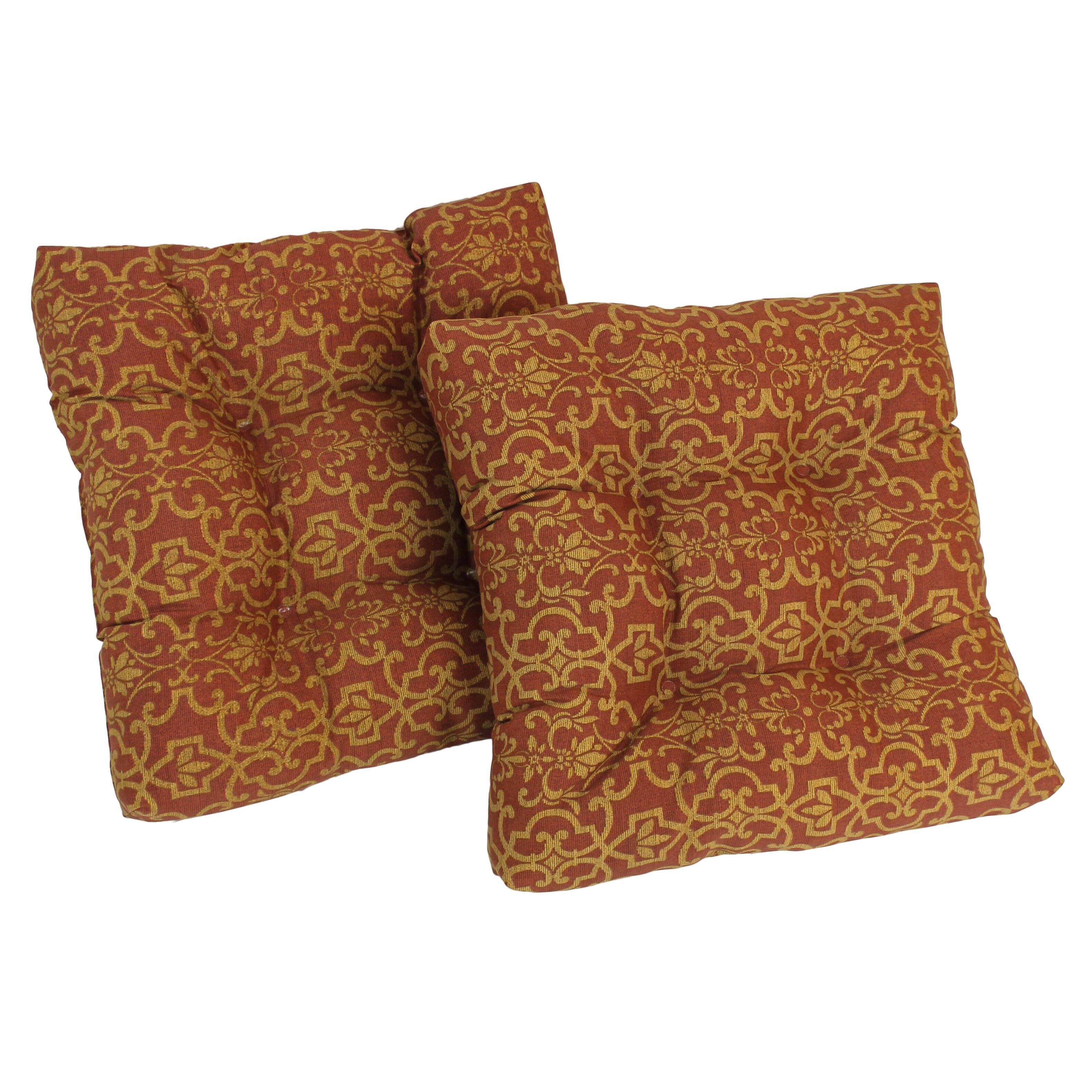 Front. Blazing Needles - 19-inch Squared Spun Polyester Tufted Dining Chair Cushion (Set of Two) - Vanya Paprika.