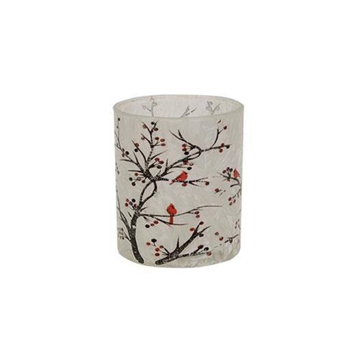Left. BreeBe - 2/Set Frosted Winter Cardinals on Branches Pillar Jars - Multi.