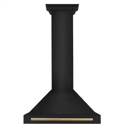 Front. ZLINE - 30 in. Autograph Edition Black Stainless Steel Wall Mount Range Hood with Champagne Bronze Handle (BSKB4Z-30-CB) - Black Stainless Steel.