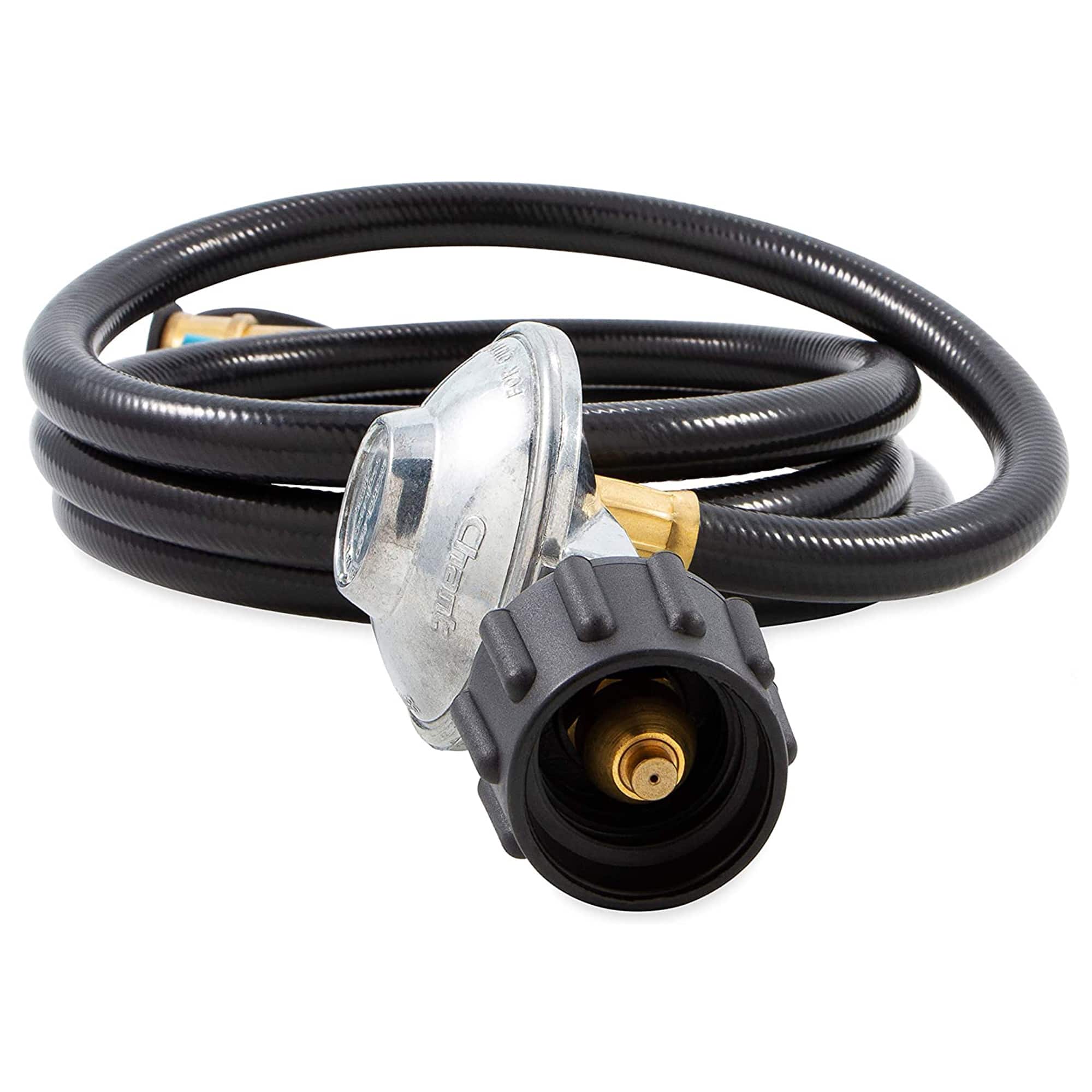 Camco - Low Pressure Gas Regulator with 6' Propane Hose and Quick Connect Valve - Black