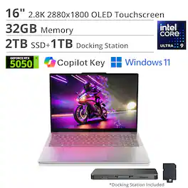 Lenovo - Yoga Pro 9i 16" 2.8K OLED Touchscreen Laptop - Intel Core Ultra 9 2025 - NVIDIA GeForce RTX 5050 - 32GB RAM - 2TB - Luna Grey