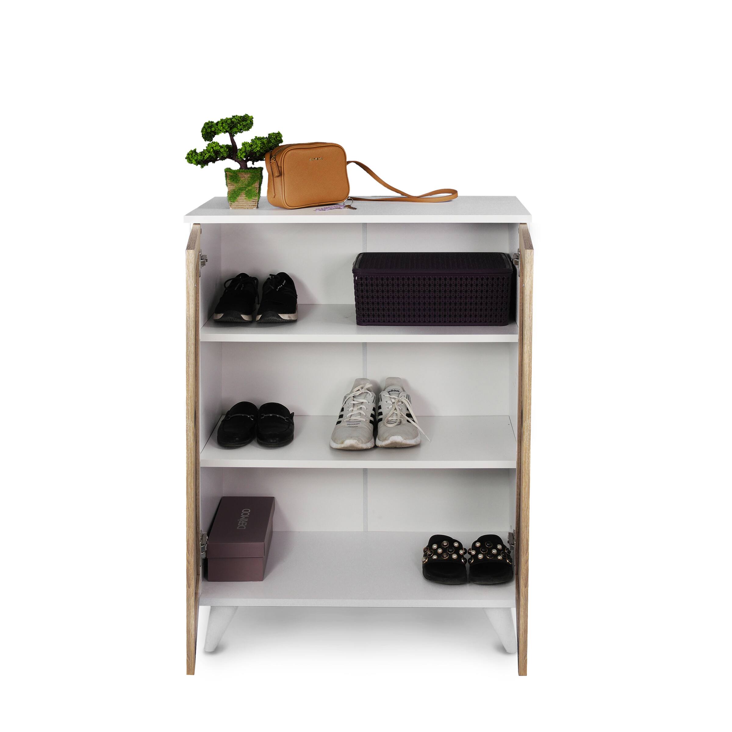 Left. TinyHomie - Karina Wood Base Shoe Cabinet - Cream.
