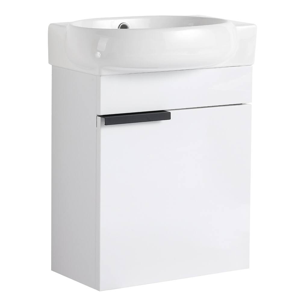 Alt View 9. Loheer - Loheer 16 inch bathroom vanity with sink Gloss White Plywood - Gloss White.