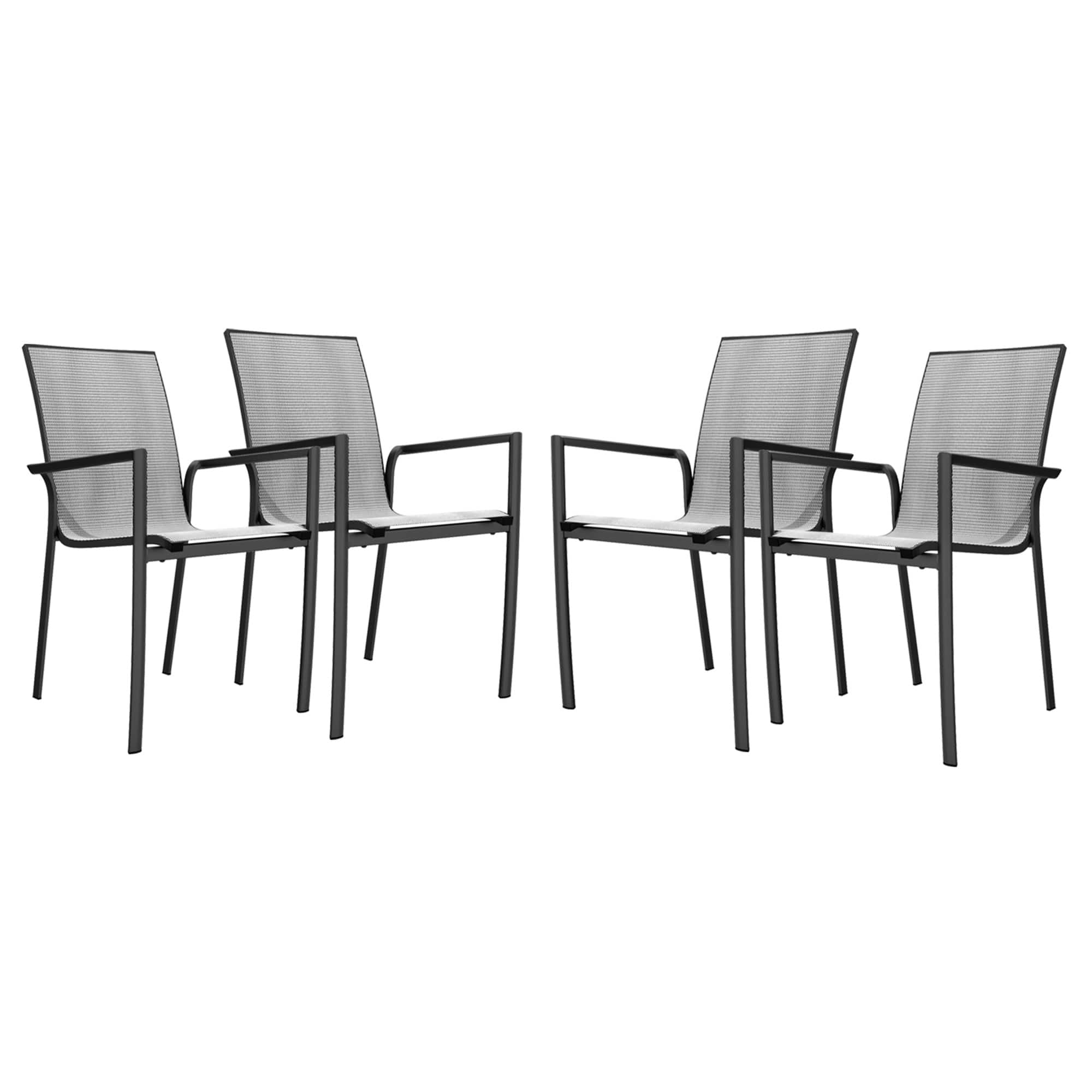 Mondawe - 4-Piece Stackable Outdoor Dining Chair Set - Gray