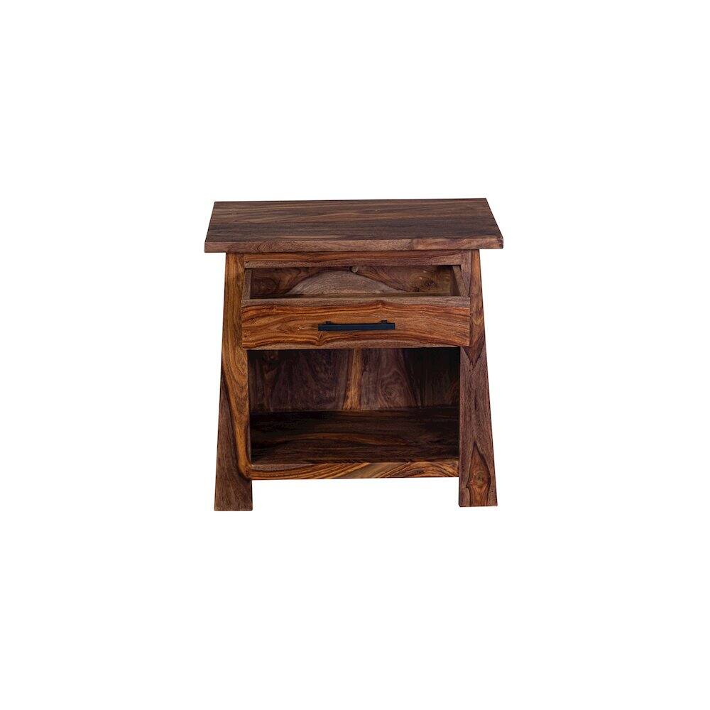 Left. Porter Designs - Kalispell Solid Sheesham Wood Nightstand - Brown.