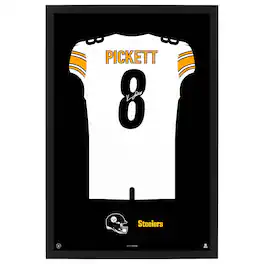 Sporticulture - Kenny Pickett Pittsburgh Steelers Away Jersey Framed Art Print - White